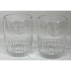 2 Bartlett Collins Glass Barrel Tumblers Ribbed Base Rock Glasses